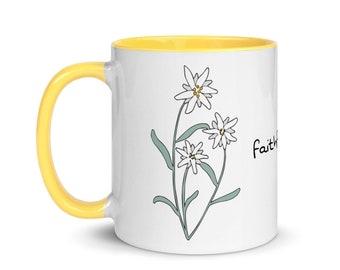 Edelweiss Mug with Color Inside and Your Choice of Fruit of the Spirit Word or Blank