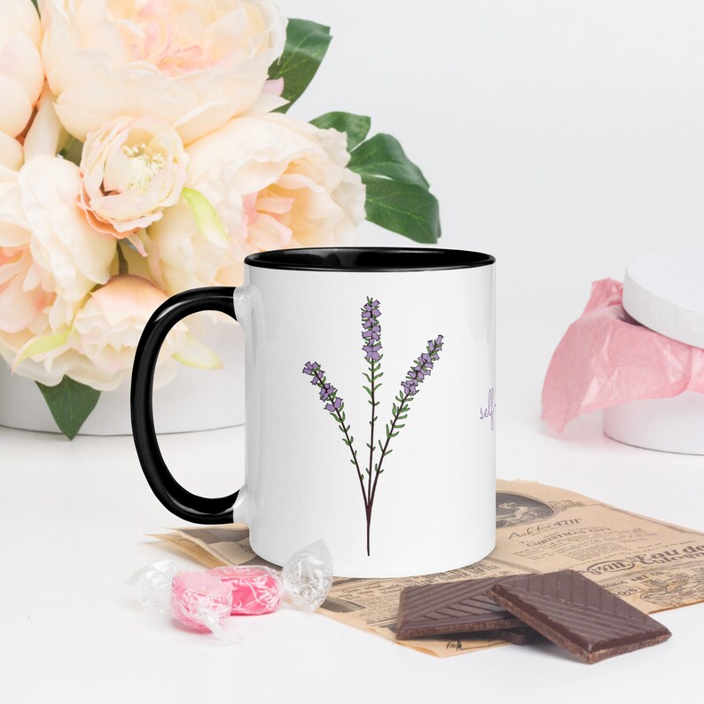 Scottish Heather Flower Mug with Color Inside and Your Choice image 9
