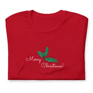 Hand-Drawn Holly Merry Christmas Short-Sleeve Unisex T-Shirt
