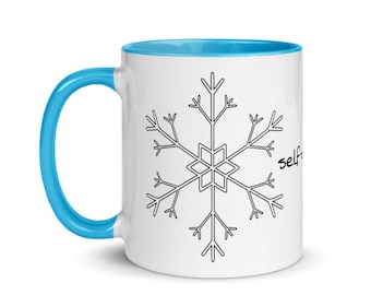 Snowflake Mug with Color Inside and Your Choice of Fruit of the Spirit Word or Blank