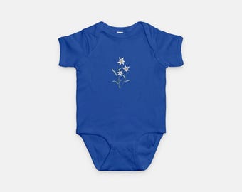 Alpine Edelweiss Baby One Piece Soft Cotton Infant Bodysuit Inspired by Mountain Wildflowers
