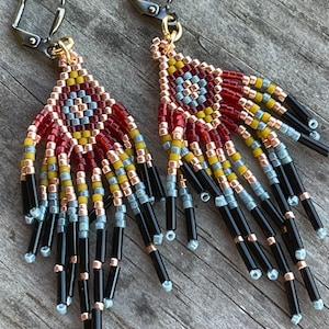 Boho fringe hand woven earrings