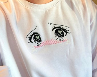 Uwu Senpai Anime Eyes Embroidered Sweater - Etsy