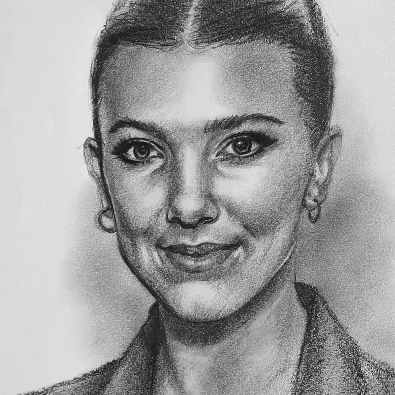 Original pencil drawing Portrait Millie Bobby Brown Etsy