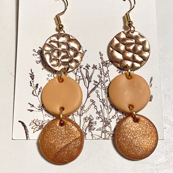 Trio Dangles / Polymer Clay Earrings / Handmade / Lightweight