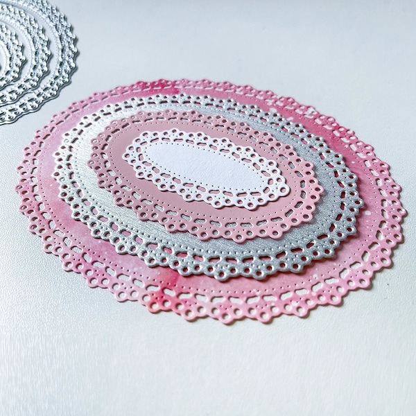 4pcs Lace Oval Metal Cutting Dies,Paper Craft Cutting Die, Embossing Stencil,Scrapbooking Dies,DIY Card Making,Die Cut,Metal Dies