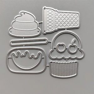 Matrices de découpe en métal pour gâteau à la crème glacée, Matrice de découpe pour artisanat en papier, Pochoir de gaufrage, Matrices de scrapbooking, Fabrication de cartes bricolage, Coupe pour gâteau d'anniversaire découpée