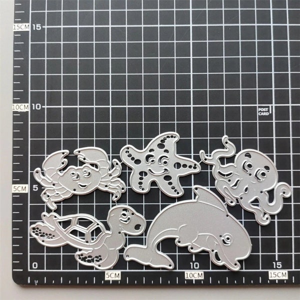 Marine Life Metal Cutting Dies for DIY Scrapbooking, Scrapbooking Dies, DIY Card Making, Die Cut,Metal Dies, Dolphin, Tortoise,Octopus,Whale