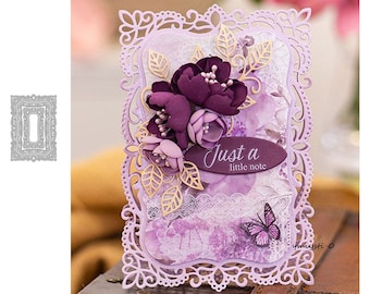 Lace Rectangular Frame Metal Cutting Dies,Paper Craft Cutting Die, Embossing Stencil,Scrapbooking Dies,DIY Card Making,Flower Frame Die Cuts