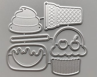 Eis Kuchen Metall Stanzformen,Papier Handwerk Stanzform,Prägeschablone,Scrapbooking Dies,DIY Kartenherstellung,Geburtstagskuchen Tasse sterben Schnitt