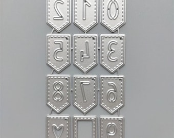 Numbers Banner Metal Cutting Dies,Paper Craft Cutting Die, Embossing Stencil,Scrapbooking Dies,DIY Card Making,Number Set Die Cuts