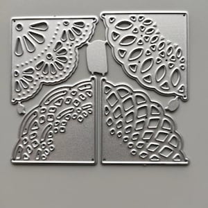 Flower Lace Metal Cutting Dies,Paper Craft Cutting Die, Embossing Stencil,Scrapbooking Dies,DIY Card Making,4Pcs Flowers Corner Die Cut