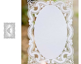 Lace Rectangular Frame Metal Cutting Dies,Paper Craft Cutting Die, Embossing Stencil,Scrapbooking Dies,DIY Card Making,Die Cuts