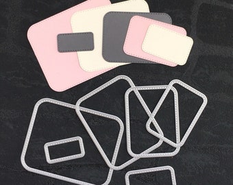 Matrizes de corte retangulares em metal, matriz de corte para artesanato em papel, estêncil para relevo, matrizes para scrapbooking, confecção de cartões DIY, corte de molduras com cantos arredondados