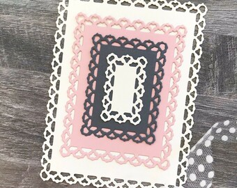 Lace Frame Metal Cutting Dies,Paper Craft Cutting Die, Embossing Stencil,Scrapbooking Dies,DIY Card Making,Rectangle Die Cut