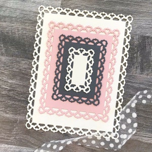 Lace Frame Metal Cutting Dies,Paper Craft Cutting Die, Embossing Stencil,Scrapbooking Dies,DIY Card Making,Rectangle Die Cut