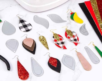 15 PCS Earring Metal Die Cuts,Teardrop Leaf Cutting Dies Stencils for Making Leather Earrings DIY Crafts