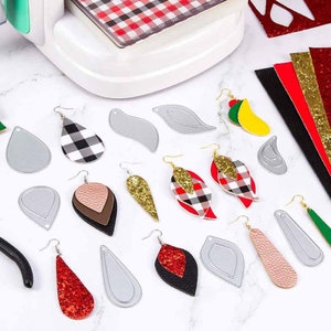 15 Stück Ohrring Metall sterben Schnitte, Teardrop Blatt Stanzformen Schablonen für die Herstellung Leder Ohrringe DIY Handwerk