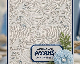 Sea Wave Embossing Folder 5.8x4.1" Card Making Scrapbooking Template Paper Craft Tool