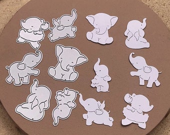6Pcs Cute Elephants Metal Cutting Dies,Paper Craft Cutting Die, Embossing Stencil,Scrapbooking Dies,DIY Card Making,Animals Elephant Die Cut