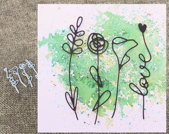 4pcs Flowers Metal Die Cuts,Paper Craft Cutting Dies Stencils for DIY Scrapbooking Photo Decorative Card Making Supplies