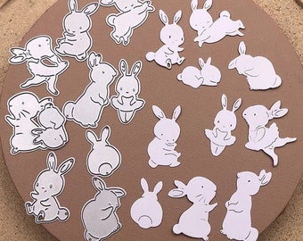 10Pcs Cute Rabbits Metal Cutting Dies,Paper Craft Cutting Die, Embossing Stencil,Scrapbooking Dies,DIY Card Making,Bunny Set Die Cut