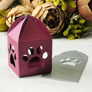 Hund Pfote Geschenk Box Metallstanzformen, Papier Handwerk Stanzform, Prägeschablone, Scrapbooking Stanzformen, DIY Kartenherstellung, Tier Laterne Stanzformen