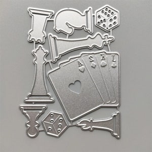 Speelkaart dobbelstenen metalen stansmessen, papier ambachtelijke snijmal, reliëfstencil, scrapbooking sterft, DIY kaarten maken, dammen spel stansvormen