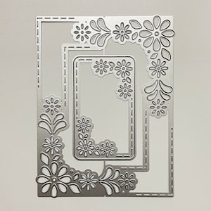 Rectangle Flower Metal Cutting Dies,Paper Craft Cutting Die, Embossing Stencil,Scrapbooking Dies,DIY Card Making,Flowers Frame Die Cuts