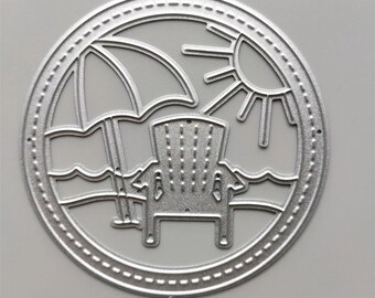 Beach Chair Sun Metal Cutting Dies, Holiday Circle Die Cuts, Paper Craft Cutting Die, Embossing Stencil,Scrapbooking Dies,DIY Card Making