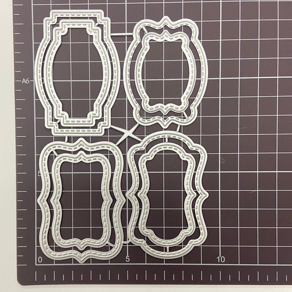 Fenster-Metall-Schablone Für Scrapbooking & Kartenbasteln – 11,2x6,7 Cm, Silber, Aus Stahl