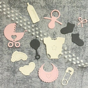 Troqueles de corte de metal para artículos de bebé, troqueles de corte para manualidades de papel, plantillas de relieve, troqueles para scrapbooking, creación de tarjetas DIY, troqueles para baberos y ropa de bebé.