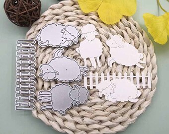 Schaf Zaun Metallstanzformen,Papier Handwerk Stanzform,Prägeschablone,Scrapbooking Dies,DIY Kartenherstellung,Stanzen