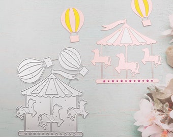 Karussell Whirligig Metall schneiden stirbt, Papier Handwerk schneiden sterben, Prägung Schablone, Scrapbooking stirbt, DIY Karte machen, Heißluftballon sterben geschnitten