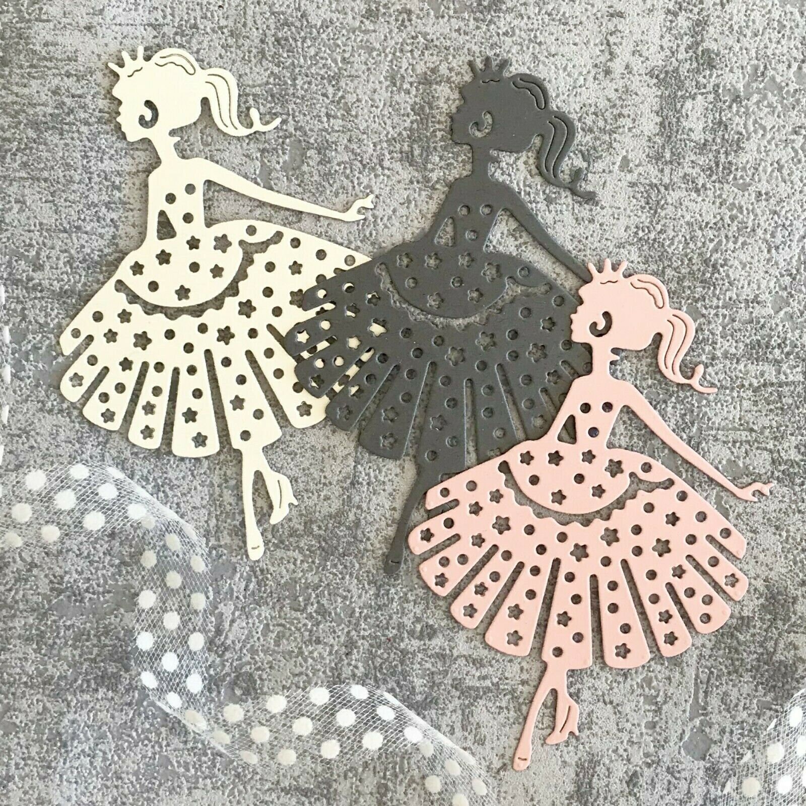 GLOBLELAND 4 Set 4 Stili Retro Lady Moda Donna Fustelle per Scrapbooking Fai da Te Gonna Principessa in Metallo Lady Die Cut Goffratura Stencil Modello per La Fabbricazione