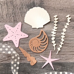 Strandschelp metalen stansmessen, Paper Craft snijmal, reliëfstencil, scrapbookingstansen, DIY-kaarten maken, Sea Star Conch gestanst