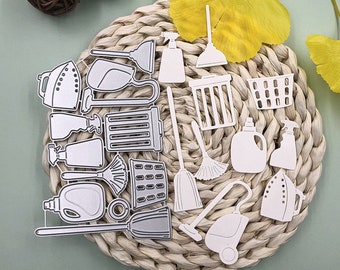 Cleaning Utensils Metal Cutting Dies,Paper Craft Cutting Die, Embossing Stencil,Scrapbooking Dies,DIY Card Making,Housework Tools Die Cut
