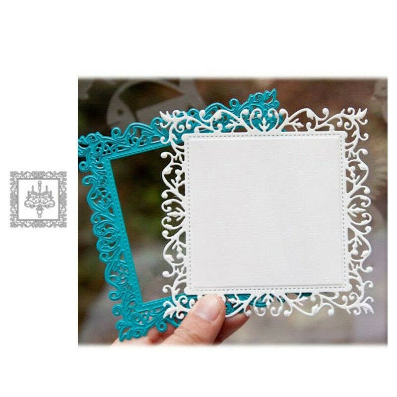 Wedding Lace Edge Hole Rectangular Frame Cutting Dies Cut Stencils for DIY Scrapbooking Album Decorative Embossing Paper Dies Card Making XMYXCRAFT Lace Flower Layer Frame Metal Die Cuts 