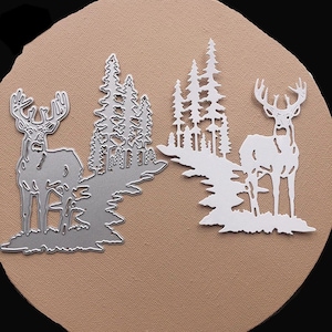 Moldes de corte de metal para árvores de cervo de natal, matriz de corte de papel artesanal, estêncil de gravação, scrapbooking, fabricação de cartão diy, corte
