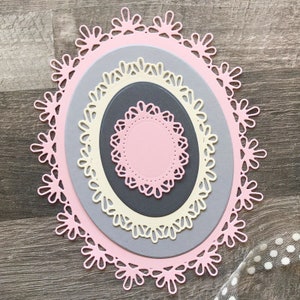 Matrizes de corte de metal para flores ovais, matriz de corte para artesanato em papel, estêncil de relevo, matrizes para scrapbooking, fabricação de cartões DIY, matriz de corte de moldura oval