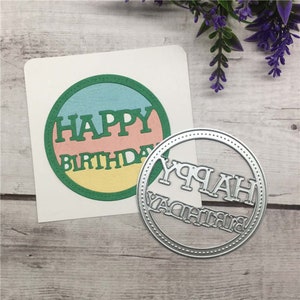 Alles Gute zum Geburtstag Kreis Rahmen Metall sterben schneidet, Papier Handwerk Stanzformen Schablonen für DIY Scrapbooking Foto dekorative Karte machen Lieferungen
