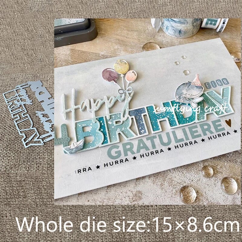 Happy Birthday Letter Metal Die Cuts,Big Words Happy Birthday Frame Background...