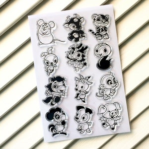 動物クリアスタンプセット、星座スタンプ、漫画動物ゴムスタンプ、トラ、ウサギ、ネズミ、サル、犬