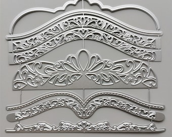 Hollow Border Set Metal Cutting Dies,Paper Craft Cutting Die, Embossing Stencil,Scrapbooking Dies,DIY Card Making, 8 Pcs Lace Edge Die Cuts