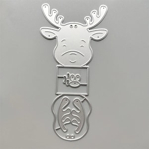 Scatola di cervo di Natale in metallo, fustelle per artigianato in carta, stencil per goffratura, fustelle per scrapbooking, creazione di biglietti fai da te, fustelle per scatola di lecca-lecca a forma di renna