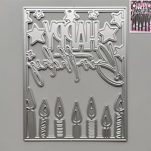 Gelukkige verjaardag metalen stansmessen, Paper Craft snijmal, reliëfstencil, scrapbooking sterft, DIY-kaarten maken, stansvormen kaarsenlijst