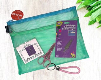 Needlepoint Travel Kit | Walker Multicolor Notions Bag with Scissors