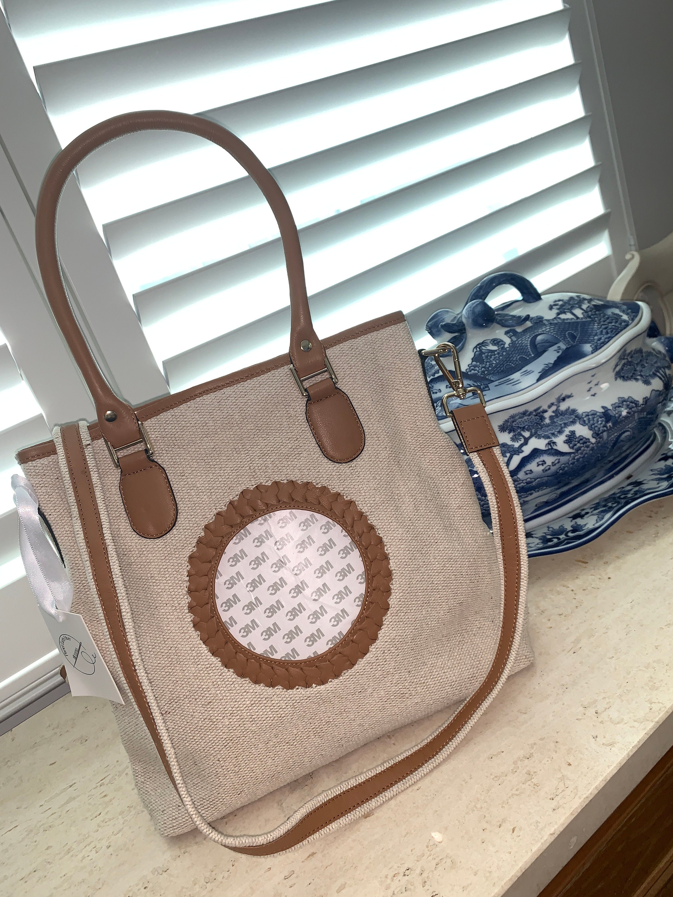 Needlepoint Insert Tote Bag Canvas Leather Tote Bag Self Finishing Needlepoint Accessories Etsy