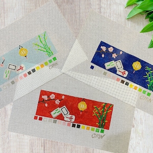 Mahjong Cuff Needlepoint Canvas | Hand Painted Canvas for DIY Cuff Bracelet | Custom Colors Available