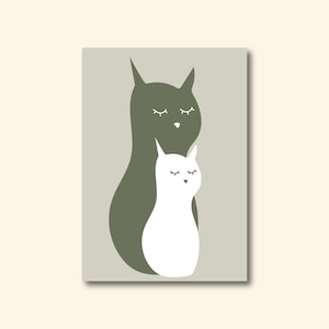 Cat and Kitten poster, DIGITAL DOWNLOAD, printable poster